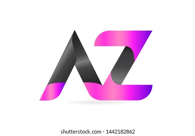 pink black alphabet letter AZ A Z combination logo design suitable for a company or business