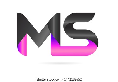 pink black alphabet letter MS M S combination logo design suitable for a company or business