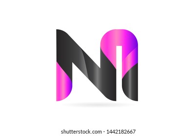 pink black alphabet letter NI N I combination logo design suitable for a company or business