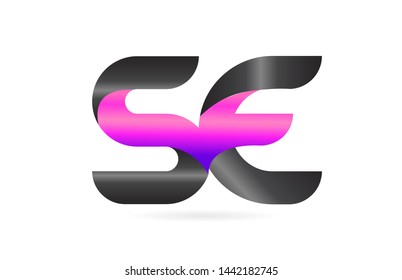 pink black alphabet letter SE S E combination logo design suitable for a company or business