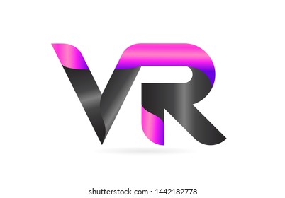 pink black alphabet letter VR V R combination logo design suitable for a company or business