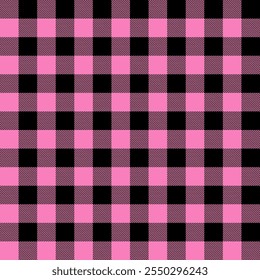 Pink black Buffalo lumberjack style plaid seamless pattern. Traditional pattern vector illustration. Seamless fashion print.