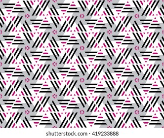 pink and black color stripes seamless pattern. vector illustration of mosaic repeatable ornament 