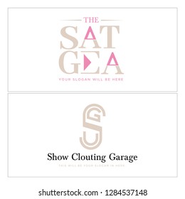 pink black cream combination mark text symbol triangle initials SCG modern logo design concept suitable for clothing Fashion lifestyle beauty business 