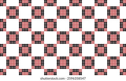 Pink and black dot, checkerboard, seamless repeat pattern, design for fabric print or wrap paper background wallpaper