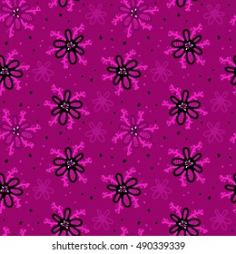 Pink and black floral pattern for textile