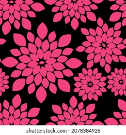 Pink Black Floral Repeat Pattern Background