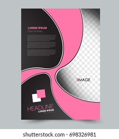 Pink and black  flyer vector design template set. Business brochure. Annual report or magazine cover.