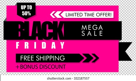 Pink black Friday sale banner