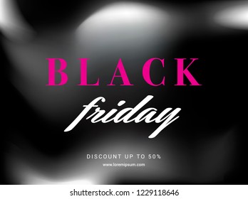 PINK BLACK FRIDAY TYPOGRAPHY ON BLACK AND WHITE GRADIENT BACKGROUND. HIGHLIGHTS ON BLACK.