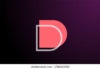 pink black geometric D line alphabet letter logo icon for company. Simple line design for business and corporate