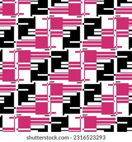 Pink and black geometric elements.  Abstract seamless pattern. Avant-Garde graphic style design. Vector illustration. SSTKabstract.