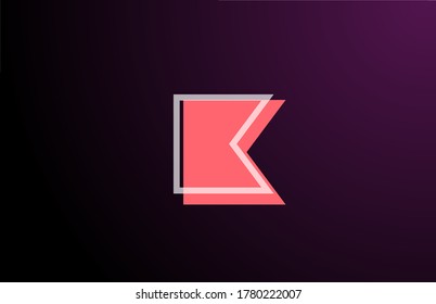 pink black geometric K line alphabet letter logo icon for company. Simple line design for business and corporate