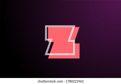 pink black geometric Z line alphabet letter logo icon for company. Simple line design for business and corporate