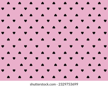 Pink and Black Hearts Seamless Pattern