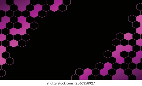 Pink and black hexagon abstract background