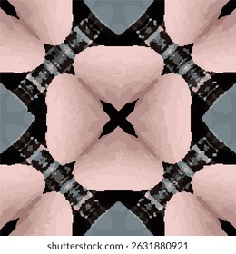 Pink Black Kaleidoscope Vector Pattern