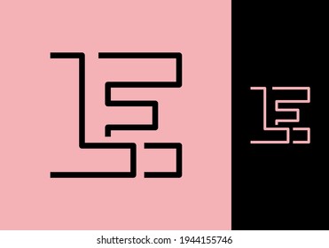 Pink black LE initial letter design
