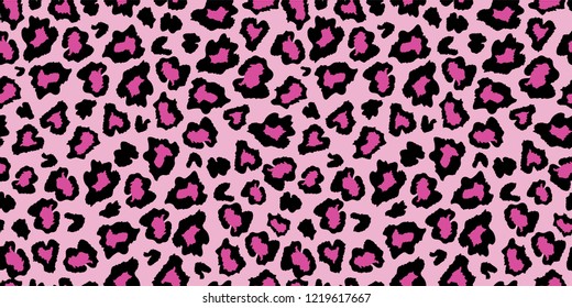 Pink and black leopard skin fur print pattern. Great for classic animal product design, fabric, wallpaper, backgrounds, invitations, packaging design projects. Surface pattern design.