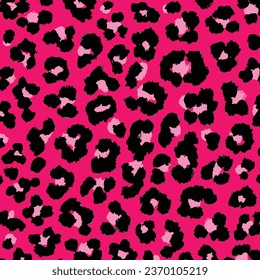 Pink and black leopard skin fur print pattern. Great for classic animal product design, fabric, wallpaper, backgrounds, invitations, packaging design projects. Surface pattern design.