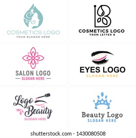 Pink black line art logo design eyelash crown and face women suitable for beauty salon cosmetics business