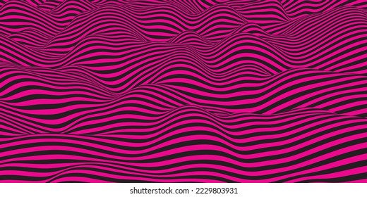 Pink and black line wave background