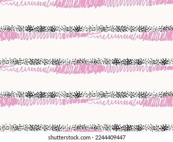 Pink and black lines texture. Parallel and intersecting lines, dots abstract pattern. Abstract textured effect. Vector illustration.