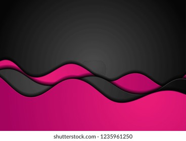 Pink and black material elegant waves abstract background. Vector corporate design