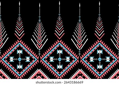 Pink Black Native American Navajo Geometry Traditional Pattern Aztec 