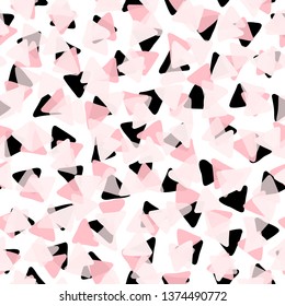 Pink and black overlapping triangles on white background for food and cosmetics packaging and product design
