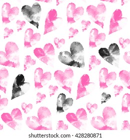 Pink and black pattern made from many round dots. Seamless Valentine's Day pattern. 