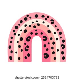 Pink and Black Patterned Vector Rainbow single flat Illustration on White Background