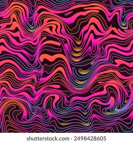 Pink and Black Psychedelic Waves geometric seamless pattern