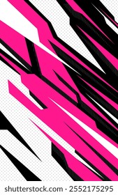 Fundo abstrato de corrida rosa e preto com textura de pontos e elementos gráficos de modelo de ilustração de design moderno