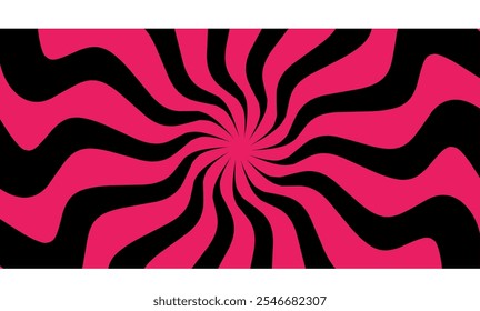 Pink black rays background in retro style. Vector illustration. 