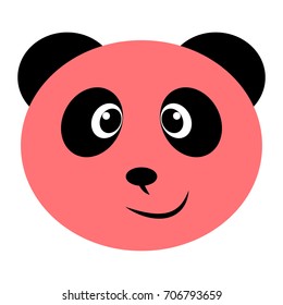 Pink and black smiling panda cartoon isolated on a white background - Eps10 vector graphics and illustration