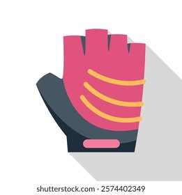 Pink and black sports gloves with fingerless design for outdoor activities icon in flat style on a white background