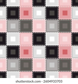 pink black square quilt pattern