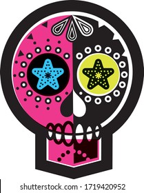 Pink and Black Sugar skull for Dia de la muertos