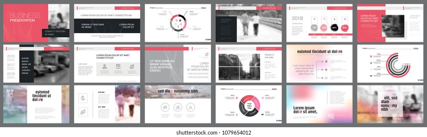 Pink and black training or management concept infographics set. Business design elements for presentation slide templates. Can be used for annual report, advertising, flyer layout and banner design.