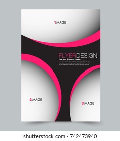 Pink and black vector flyer template. Abstract brochure design. Annual report cover background. For business, education, advertisement. Editable illustration.