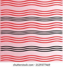Pink and black wavy line seamless pattern. Waves lines on pastel background. Ripple texture. Waviness vector illustration