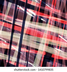 Pink, black, white intersecting stripes. Seamless texture. Plaid effect