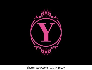 Pink black of Y initial letter in classic frame design