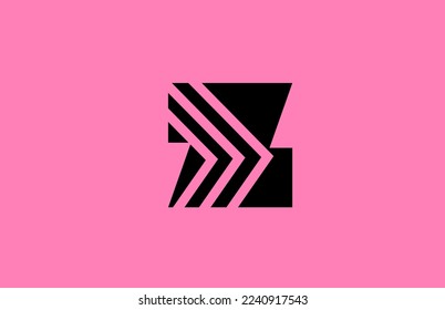 diseño de icono del logotipo de la letra del alfabeto Z negro rosa con líneas geométricas. Plantilla creativa para empresas y empresas