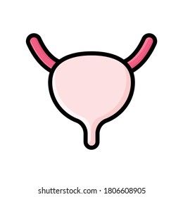Pink Bladder Human Organ White background Lined Icon