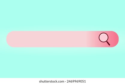 Pink blank Search bar design element on  blue background. Search Bar for UI. minimal sign, symbol. 3d vector illustration.