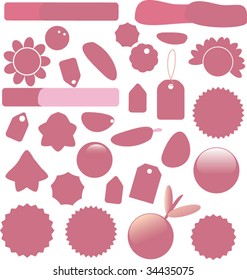 pink blank shopping stickers. vector