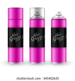 Pink Blank Template Spray Bottle With Label : Vector Illustration