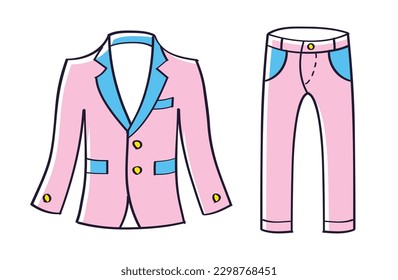 Pink blazer or suit jacket and pants isolated vector